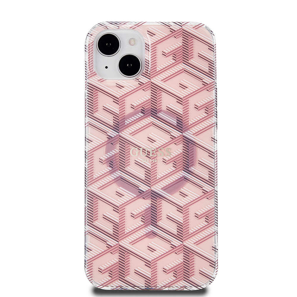 MagSafe Case for Apple iPhone 15 Plus, Guess, IML Gcube, Pink