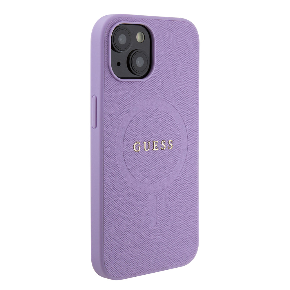 Capa MagSafe para Apple iPhone 15 Plus, Guess, Saffiano, Roxo