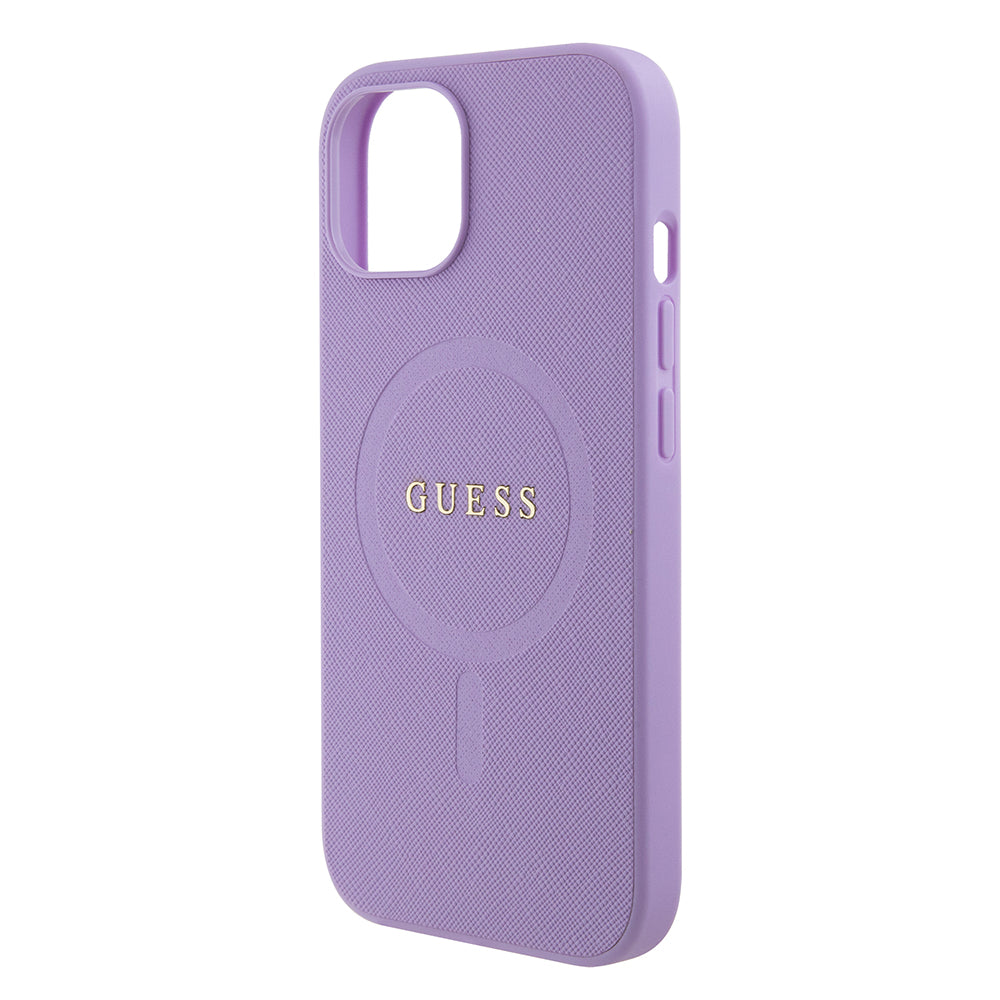 Capa MagSafe para Apple iPhone 15 Plus, Guess, Saffiano, Roxo