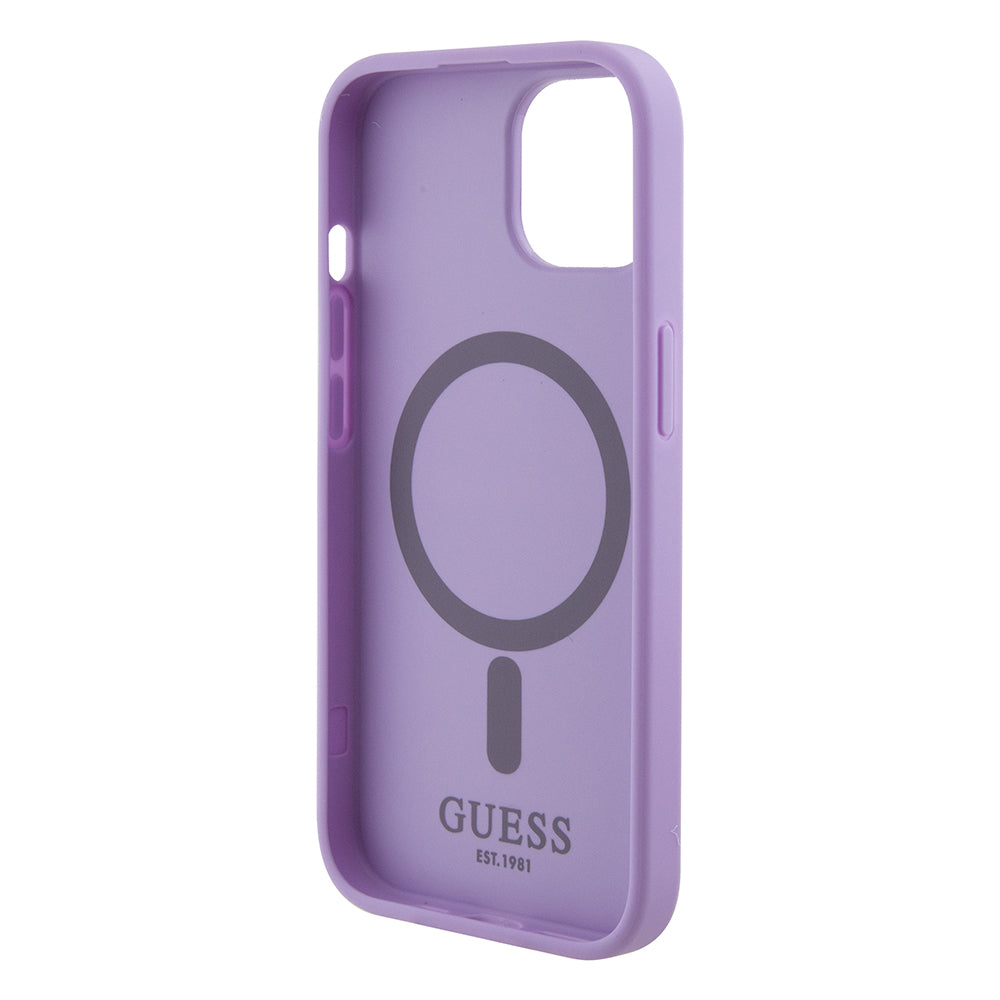 Capa MagSafe para Apple iPhone 15 Plus, Guess, Saffiano, Roxo