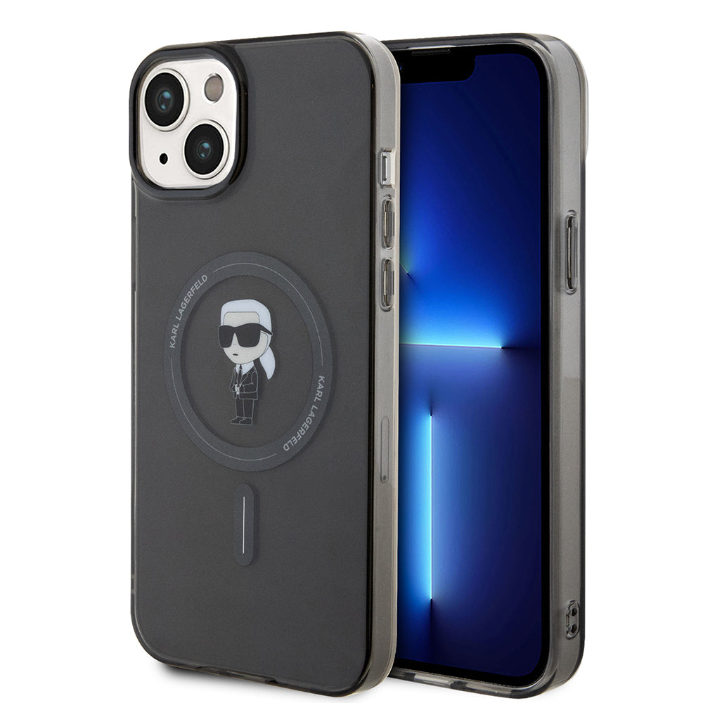 Capa MagSafe para Apple iPhone 15 Plus, Karl Lagerfeld, IML Ikonik Karl, Preta