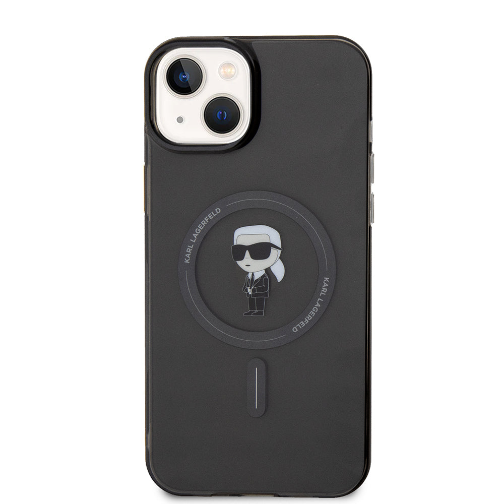 Capa MagSafe para Apple iPhone 15 Plus, Karl Lagerfeld, IML Ikonik Karl, Preta