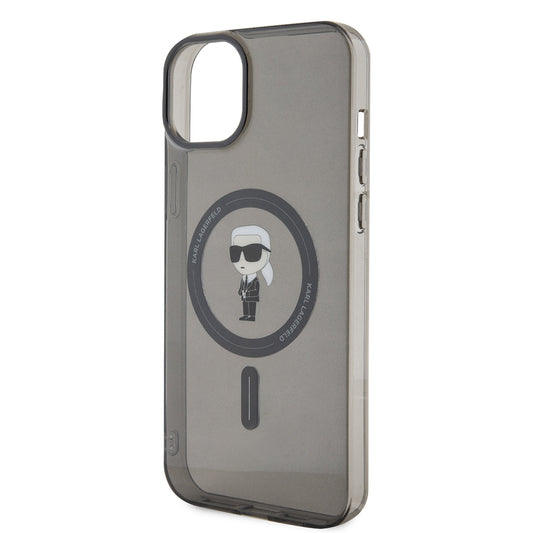Capa MagSafe para Apple iPhone 15 Plus, Karl Lagerfeld, IML Ikonik Karl, Preta