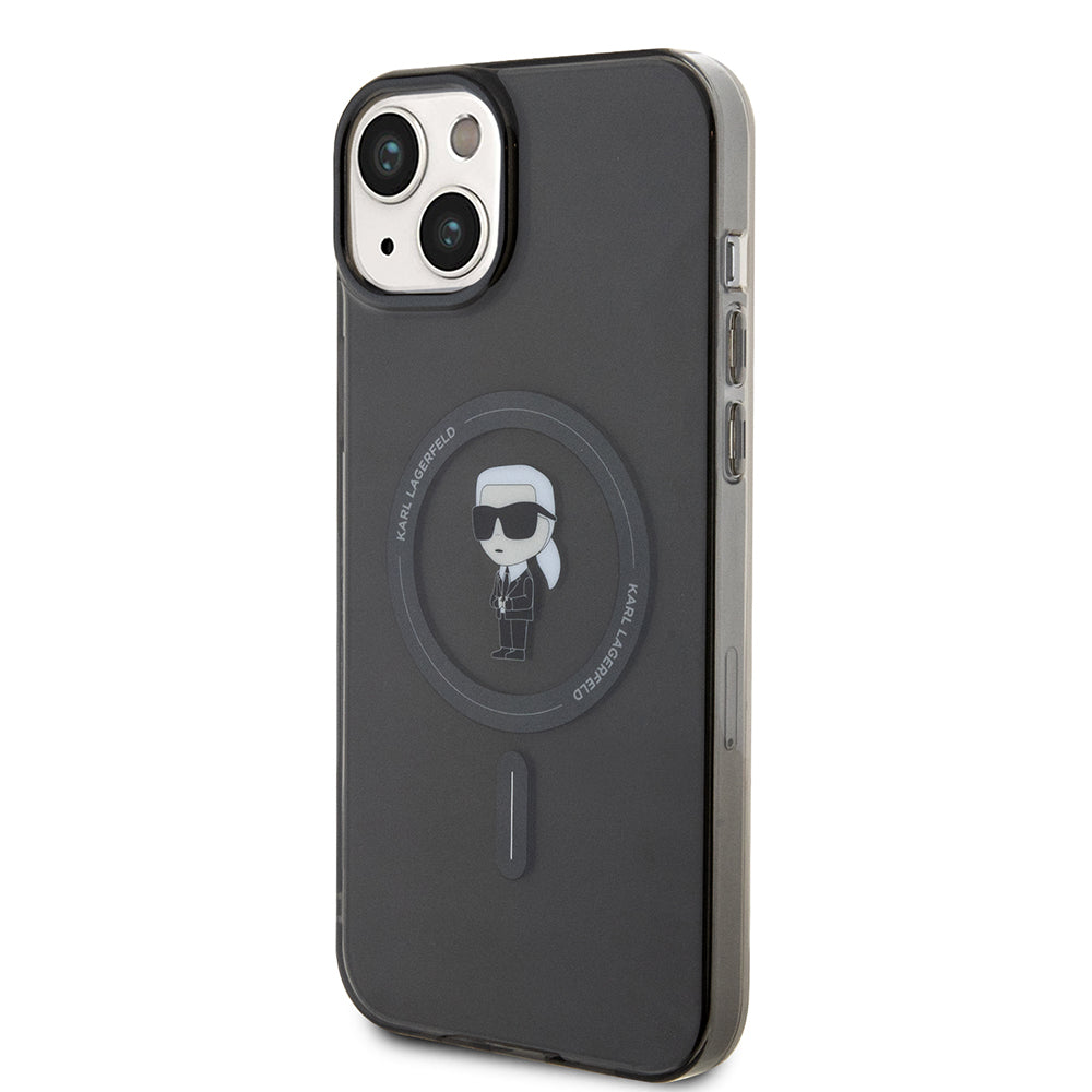 Capa MagSafe para Apple iPhone 15 Plus, Karl Lagerfeld, IML Ikonik Karl, Preta