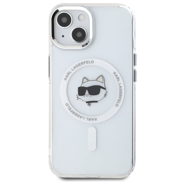 Capa MagSafe para Apple iPhone 15 Plus, Karl Lagerfeld, IML Metal Choupette's Head, Branca