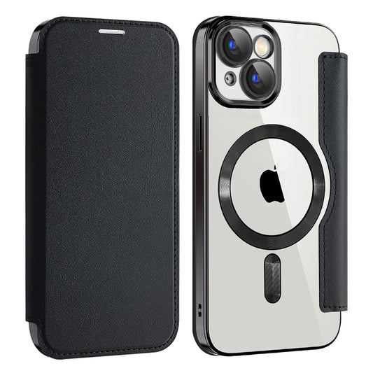 Capa MagSafe para Apple iPhone 15 Plus, Techsuit, SmartMag Book, Preta