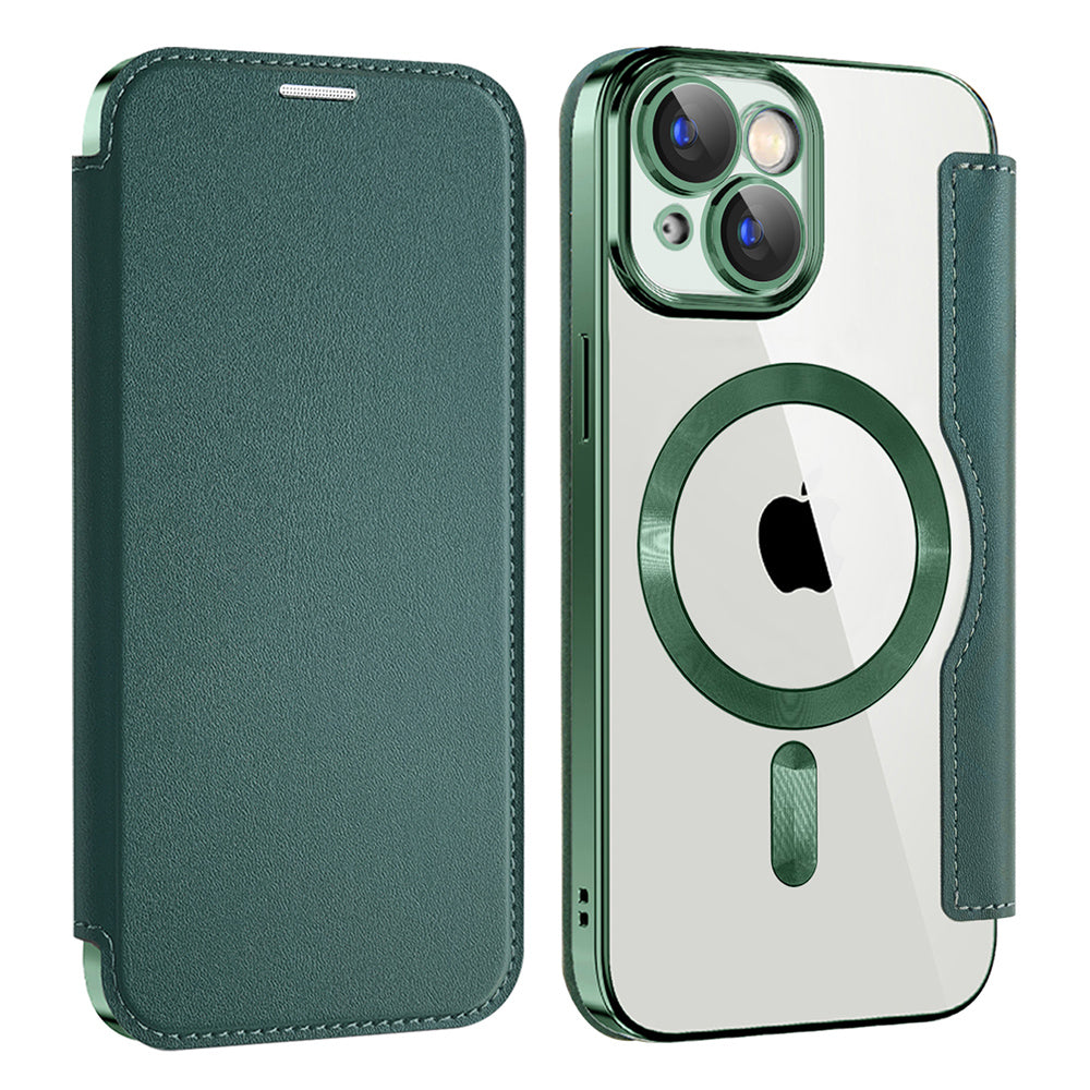 Capa MagSafe para Apple iPhone 15 Plus, Techsuit, SmartMag Book, Verde