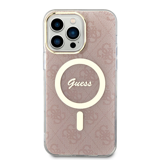 Capa MagSafe para Apple iPhone 15 Pro, Guess, IML 4G, Rosa