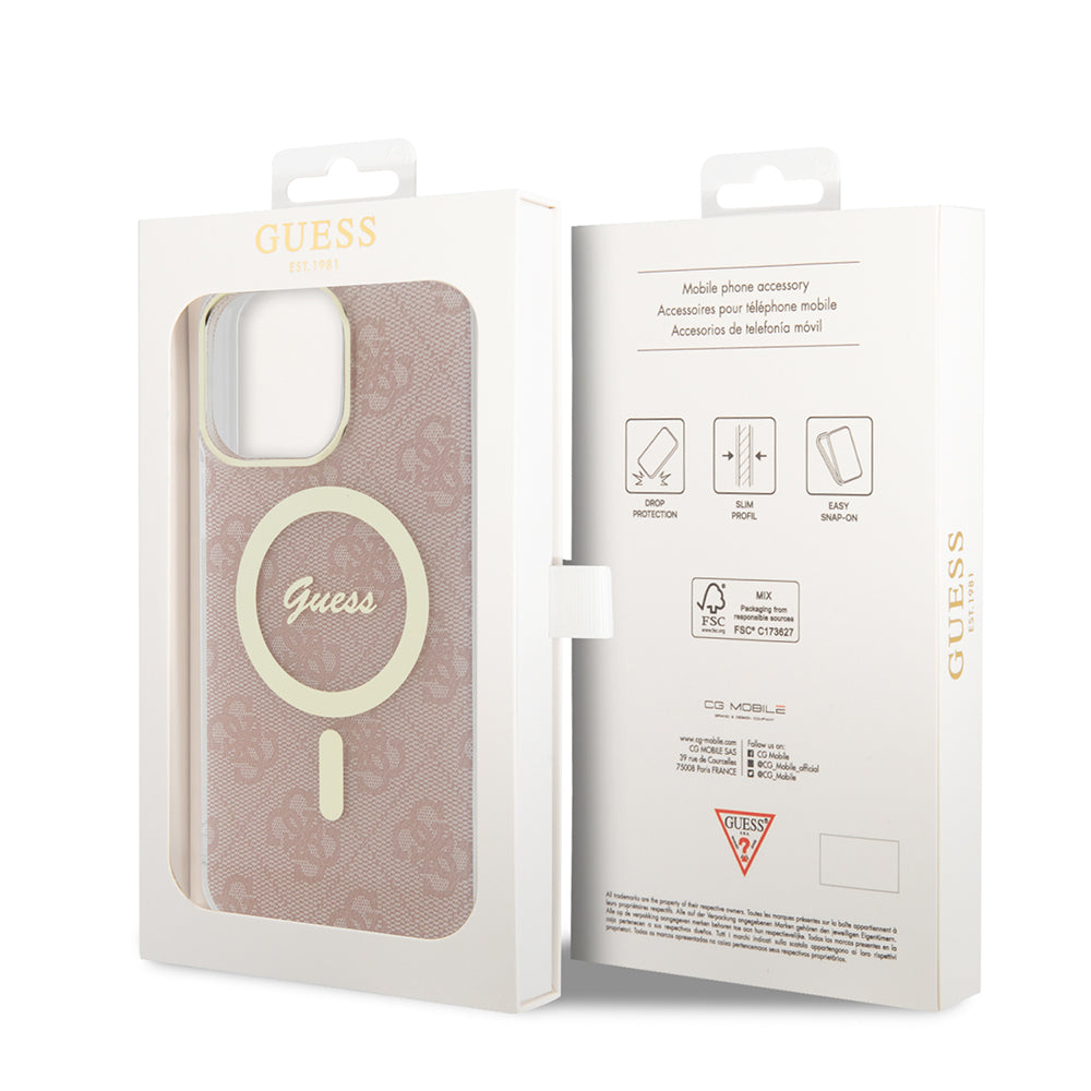 Capa MagSafe para Apple iPhone 15 Pro, Guess, IML 4G, Rosa