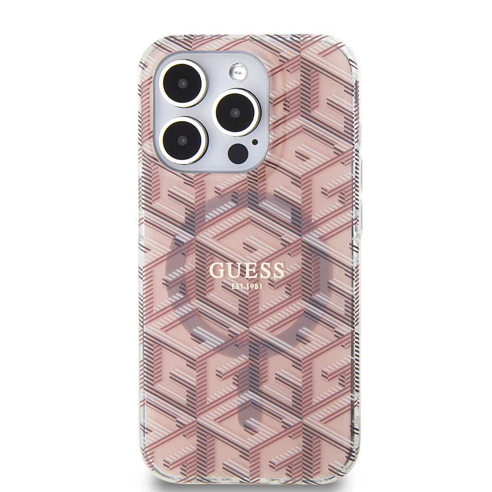 Capa MagSafe para Apple iPhone 15 Pro, Guess, IML Gcube, Rosa