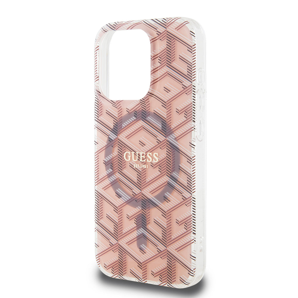 Capa MagSafe para Apple iPhone 15 Pro, Guess, IML Gcube, Rosa