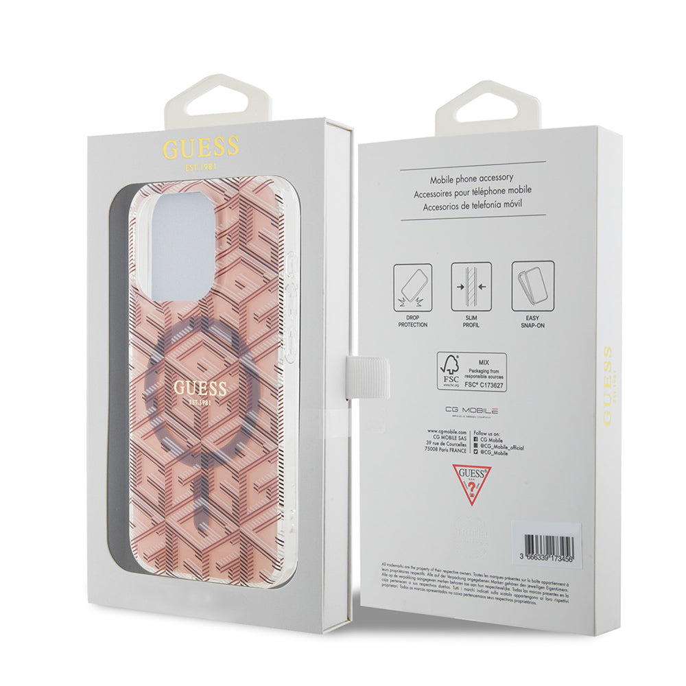 Capa MagSafe para Apple iPhone 15 Pro, Guess, IML Gcube, Rosa