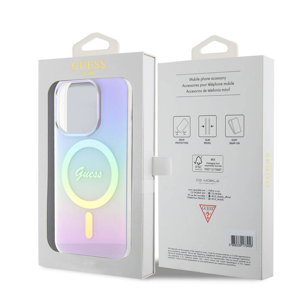 Capa MagSafe para Apple iPhone 15 Pro, Guess, IML Iridescente, Roxo