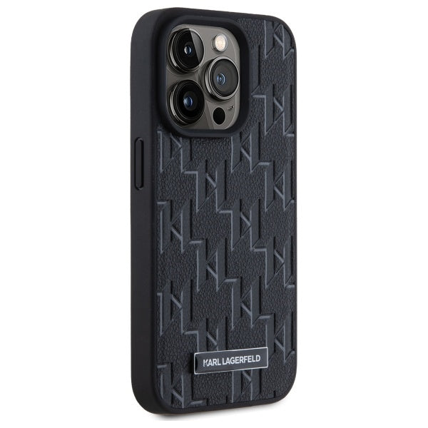 Capa MagSafe para Apple iPhone 15 Pro, Karl Lagerfeld, Monograma Metal Logo, Preta