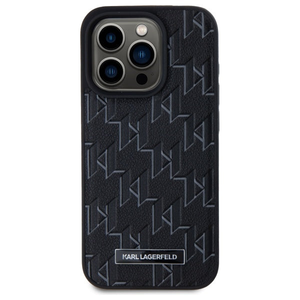 Capa MagSafe para Apple iPhone 15 Pro, Karl Lagerfeld, Monograma Metal Logo, Preta