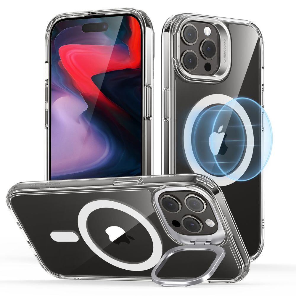 Capa MagSafe para Apple iPhone 15 Pro Max, ESR, Classic Hybrid Kickstand, Transparente