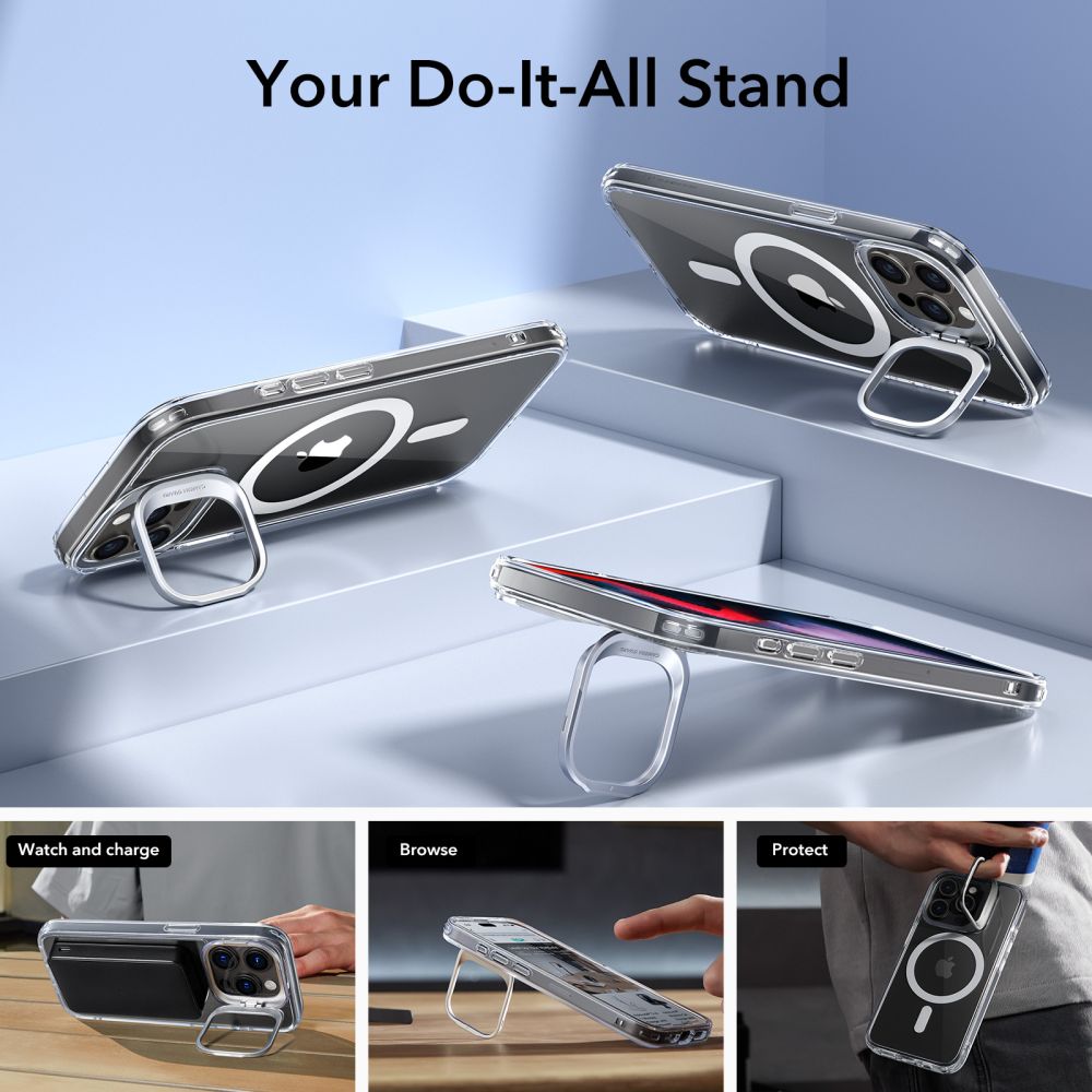 Capa MagSafe para Apple iPhone 15 Pro Max, ESR, Classic Hybrid Kickstand, Transparente