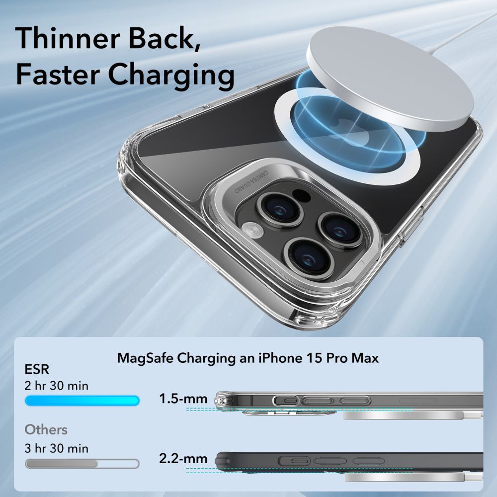 Capa MagSafe para Apple iPhone 15 Pro Max, ESR, Classic Hybrid Kickstand, Transparente