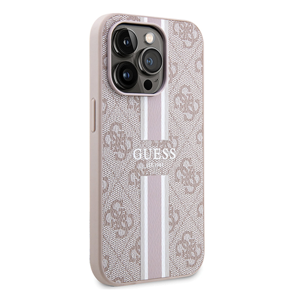 Capa MagSafe para Apple iPhone 15 Pro Max, Guess, 4G Printed Stripes, Rosa