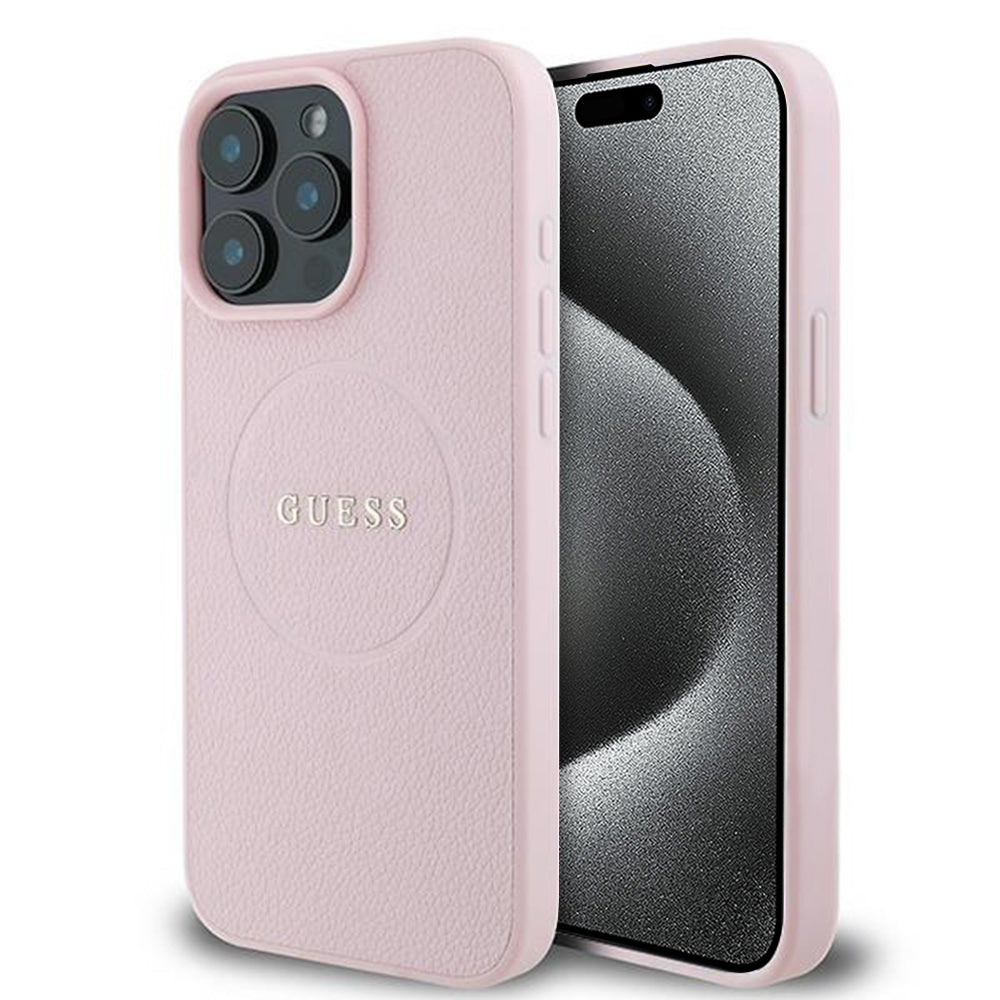 Capa MagSafe para Apple iPhone 15 Pro Max, Guess, Grained Gold Ring, Rosa