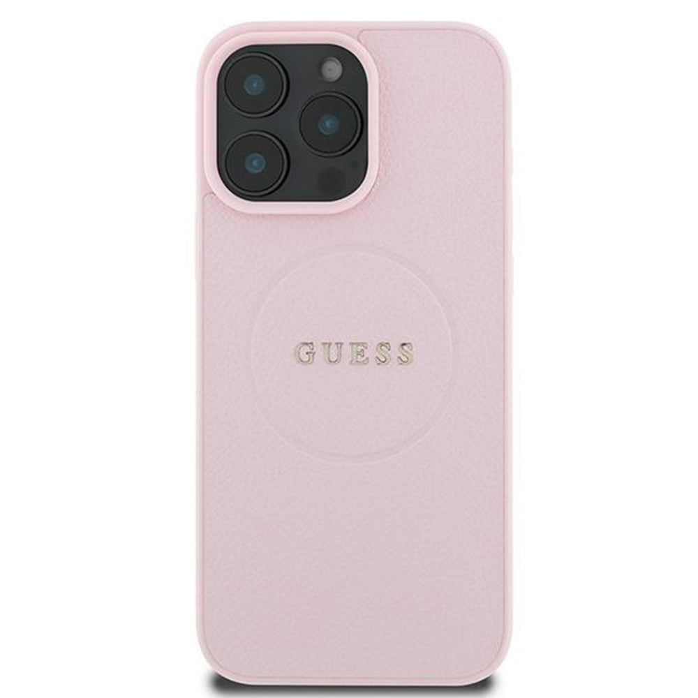 Capa MagSafe para Apple iPhone 15 Pro Max, Guess, Grained Gold Ring, Rosa