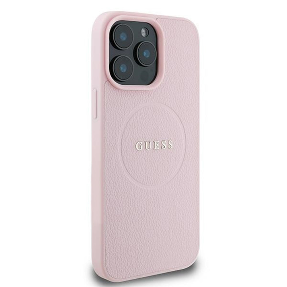 Capa MagSafe para Apple iPhone 15 Pro Max, Guess, Grained Gold Ring, Rosa