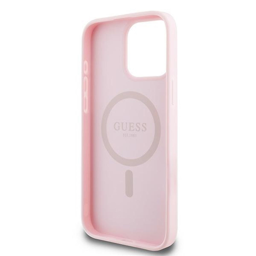 Capa MagSafe para Apple iPhone 15 Pro Max, Guess, Grained Gold Ring, Rosa