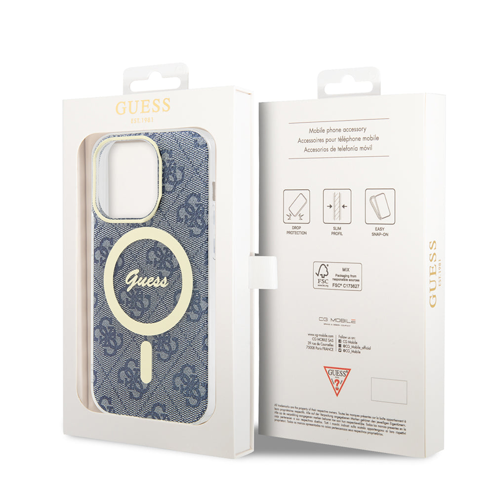 Capa MagSafe para Apple iPhone 15 Pro Max, Guess, IML 4G, Azul
