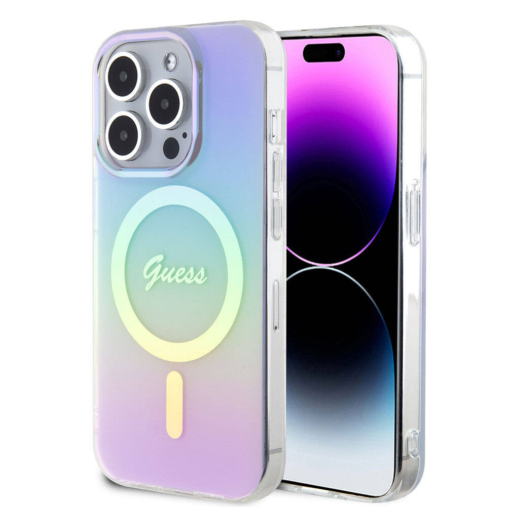 Capa MagSafe para Apple iPhone 15 Pro Max, Guess, IML Iridescente, Roxo