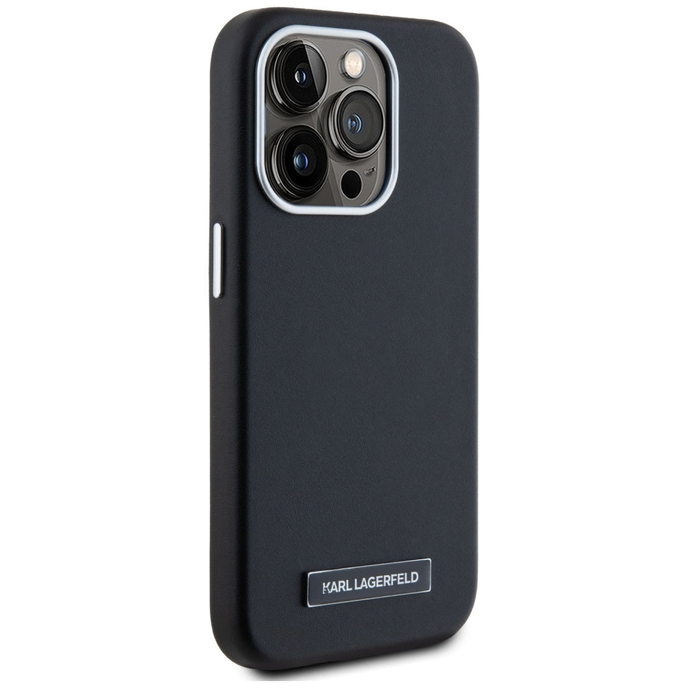 Capa MagSafe para Apple iPhone 15 Pro Max, Karl Lagerfeld, FW Metal Plate, Preta