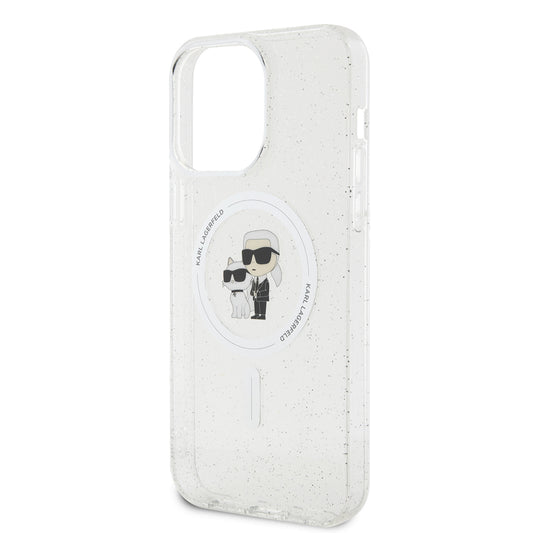 Capa MagSafe para Apple iPhone 15 Pro Max, Karl Lagerfeld, Glitter, Transparente
