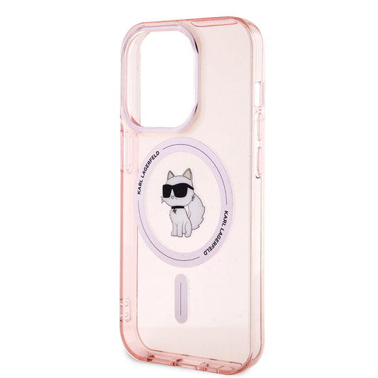Capa MagSafe para Apple iPhone 15 Pro Max, Karl Lagerfeld, IML Choupette, Rosa
