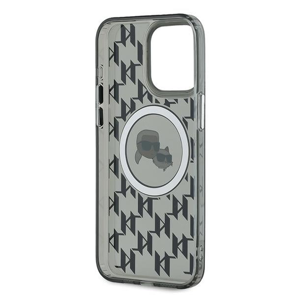 Capa MagSafe para Apple iPhone 15 Pro Max, Karl Lagerfeld, IML Monograma Karl & Cabeças de Choupette, Preta