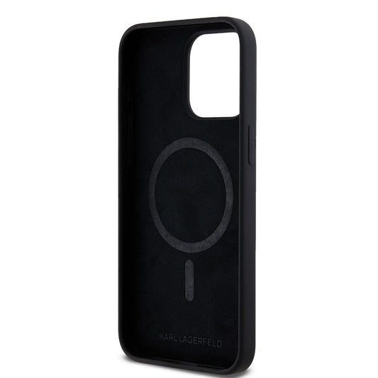Capa MagSafe para Apple iPhone 15 Pro Max, Karl Lagerfeld, Silicone Choupette's Head, Preta
