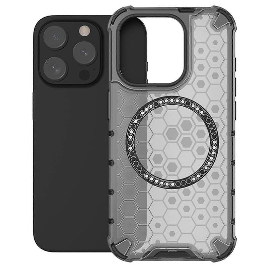 Capa MagSafe para Apple iPhone 15 Pro Max, Techsuit, HoneyComb Shield, Preta