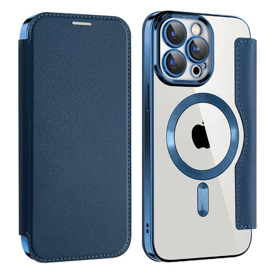 MagSafe Case for Apple iPhone 15 Pro Max, Techsuit, SmartMag Book, Blue