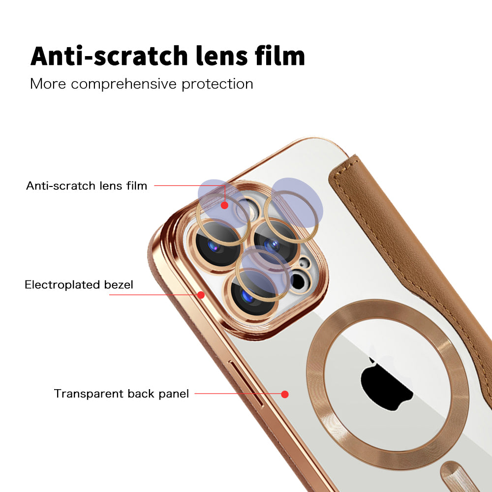 Capa MagSafe para Apple iPhone 15 Pro Max, Techsuit, SmartMag Book, Castanha