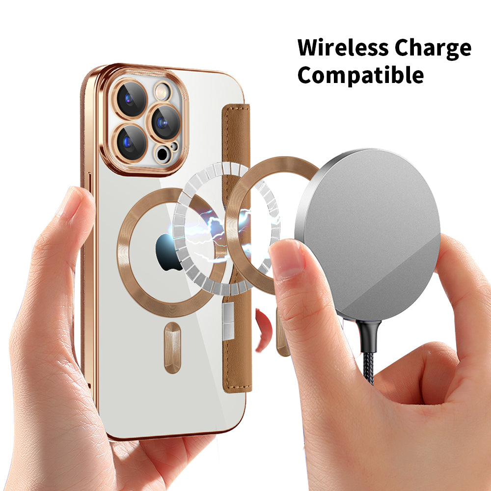 Capa MagSafe para Apple iPhone 15 Pro Max, Techsuit, SmartMag Book, Castanha