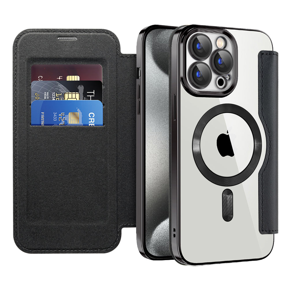 Capa MagSafe para Apple iPhone 15 Pro Max, Techsuit, SmartMag Book, Preta