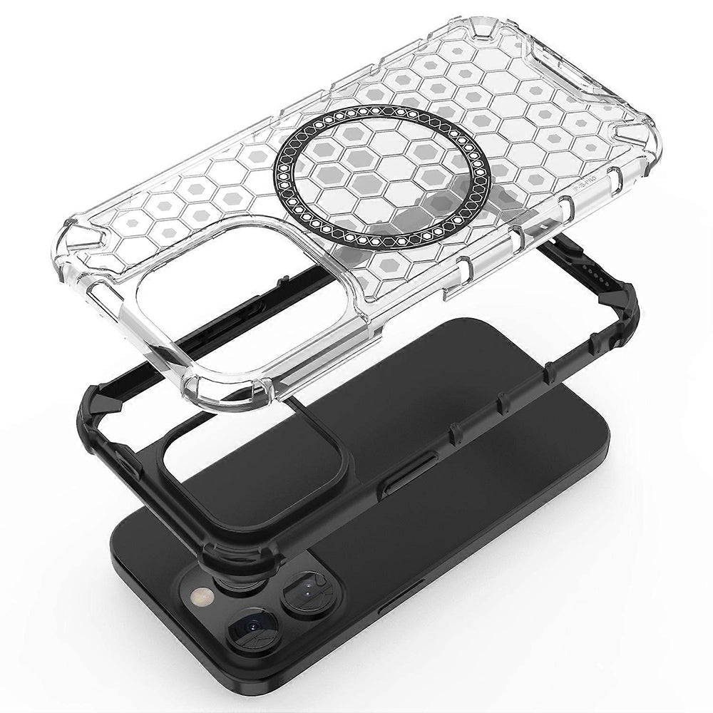 Capa MagSafe para Apple iPhone 15 Pro, Techsuit, HoneyComb Shield, Branca