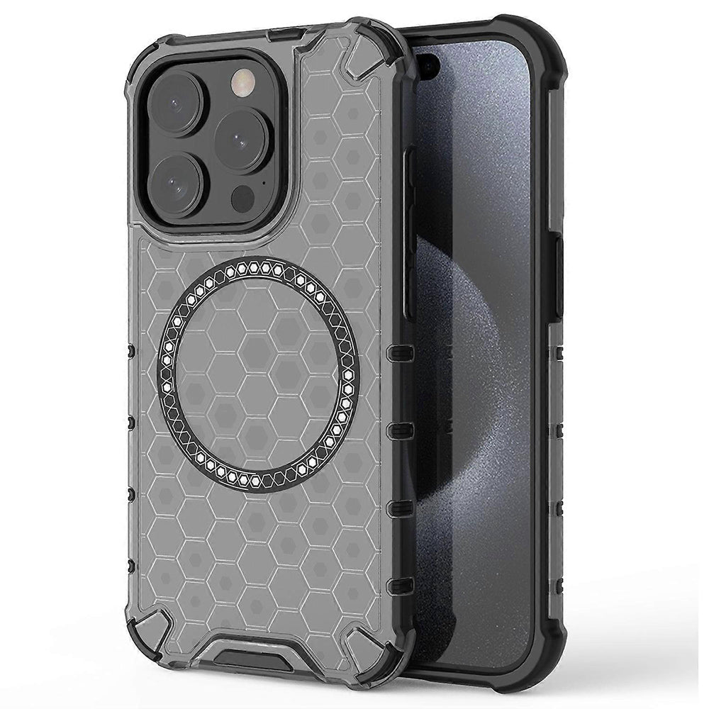 Capa MagSafe para Apple iPhone 15 Pro, Techsuit, HoneyComb Shield, Preta