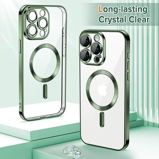 Capa MagSafe para Apple iPhone 15 Pro, Techsuit, Luxury Crystal, Verde Escuro