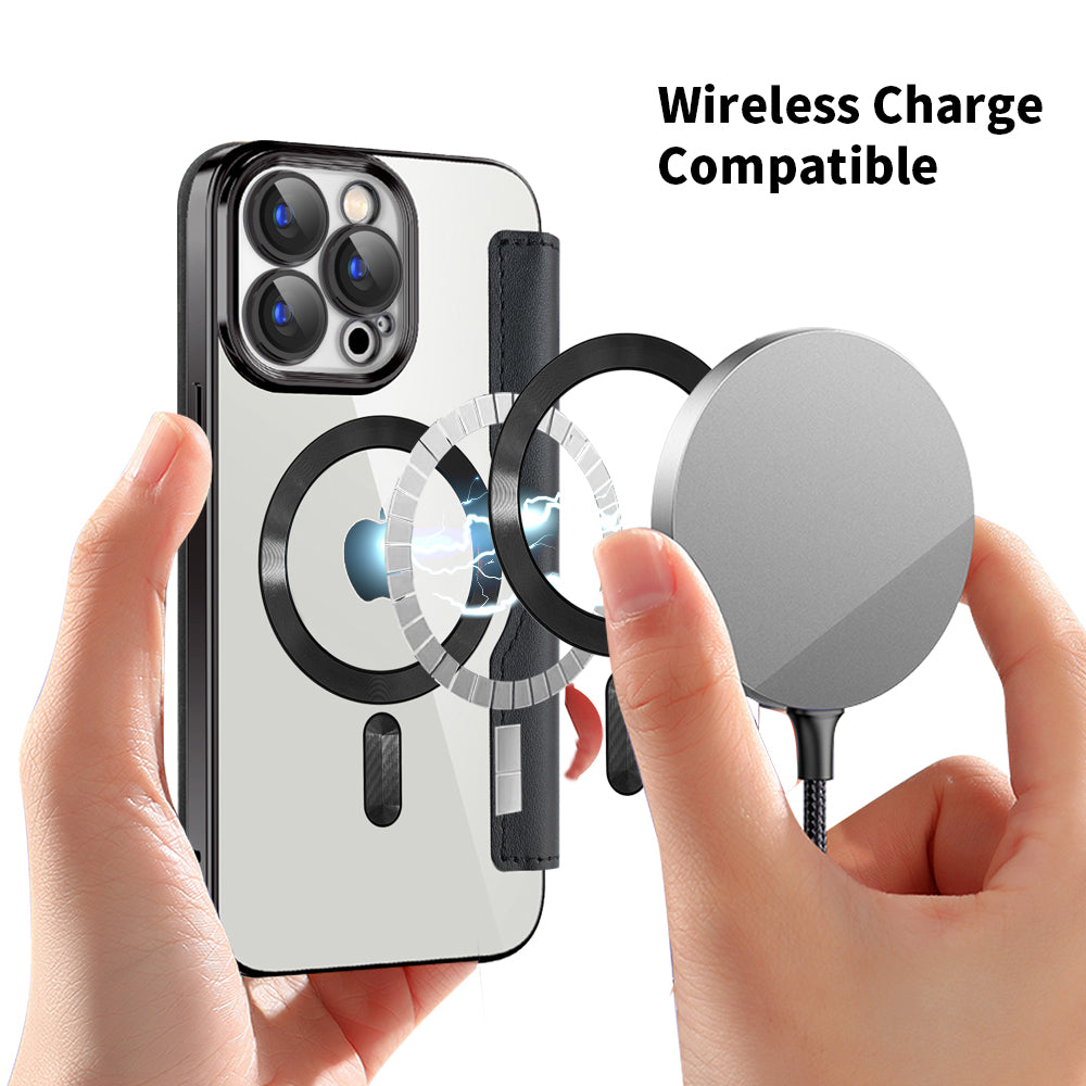 Capa MagSafe para Apple iPhone 15 Pro, Techsuit, SmartMag Book, Preta