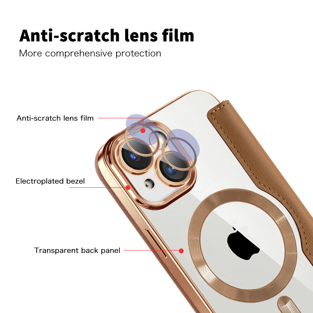 Capa MagSafe para Apple iPhone 15, Techsuit, SmartMag Book, Castanha