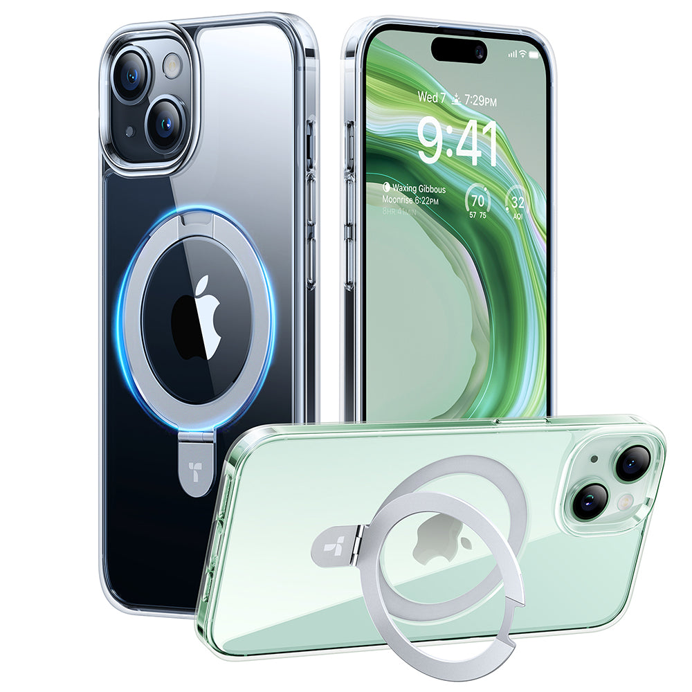 Capa MagSafe para Apple iPhone 15, Torras, Ostand, Transparente