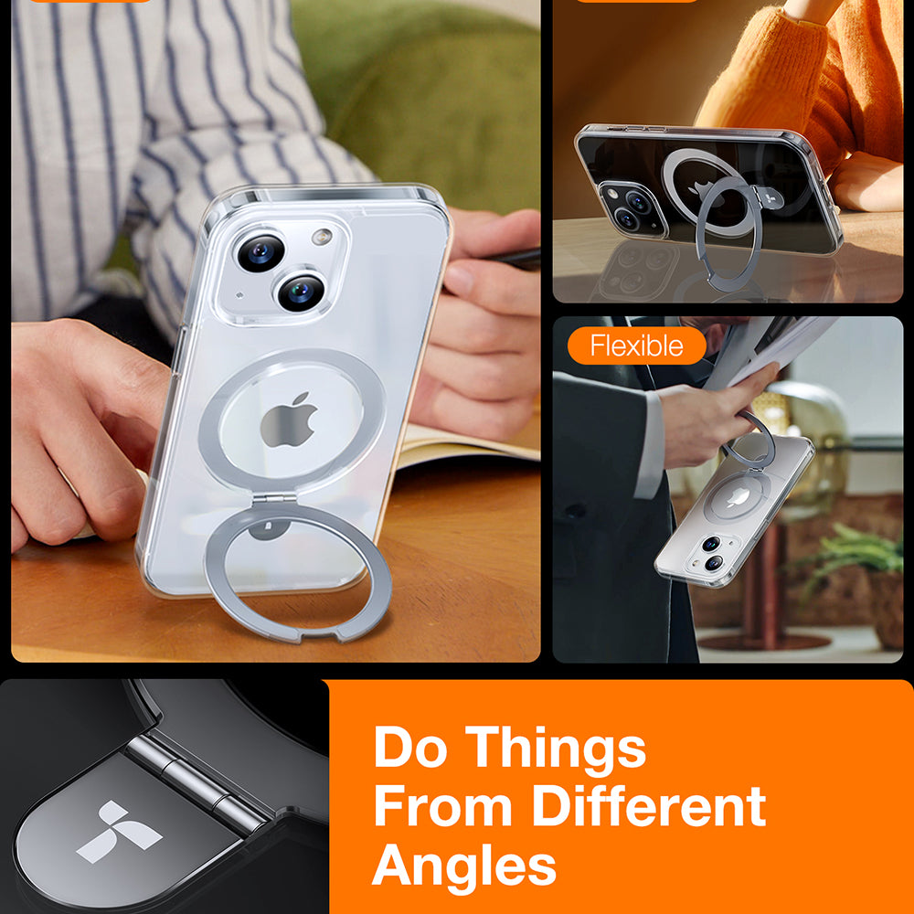 Capa MagSafe para Apple iPhone 15, Torras, Ostand, Transparente