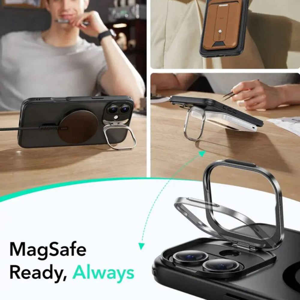 Capa MagSafe para Apple iPhone 16, ESR, Classic Hybrid Kickstand Slide, Preta Fosca
