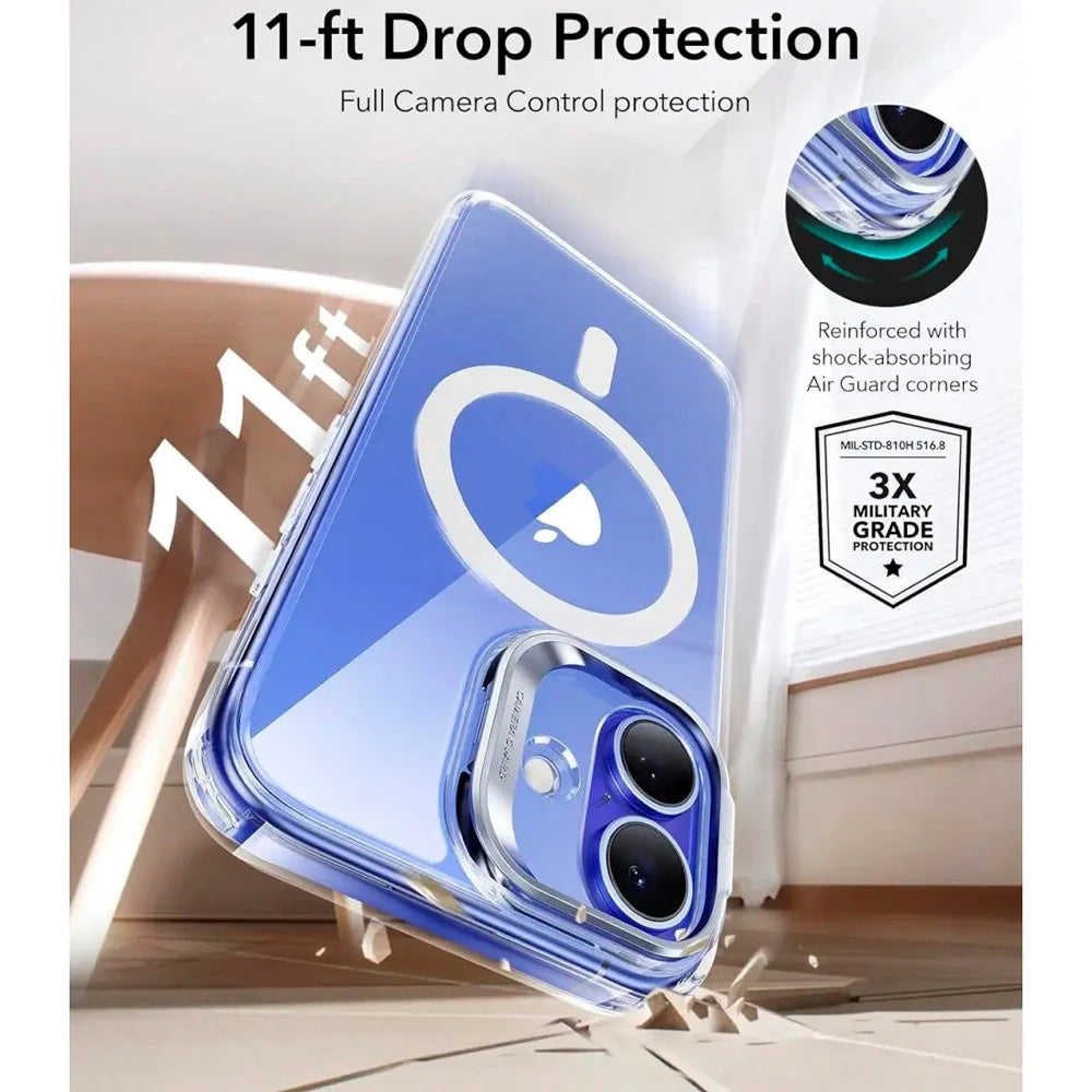 Capa MagSafe para Apple iPhone 16, ESR, Classic Hybrid Kickstand Slide, Transparente