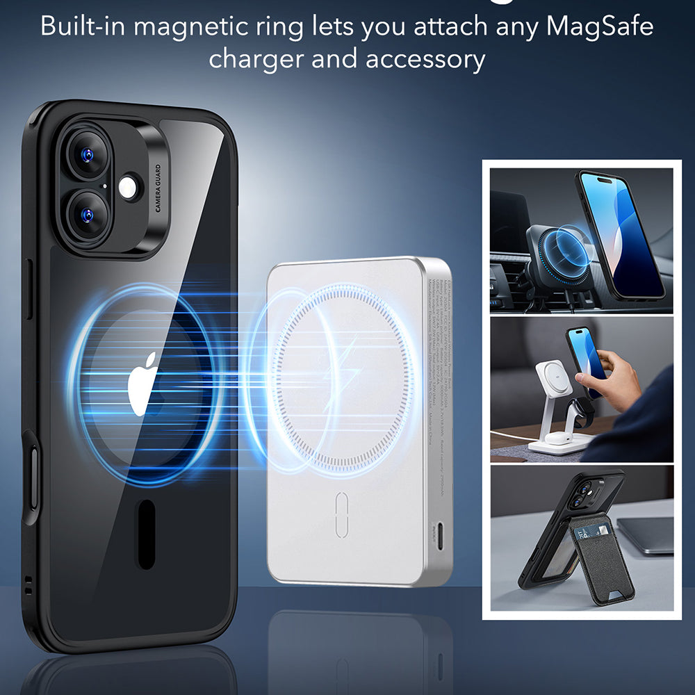 Capa MagSafe para Apple iPhone 16, ESR, Classic Hybrid, Preta Transparente