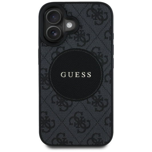 Capa MagSafe para Apple iPhone 16, Guess, 4G Circle Classic Logo, Preta